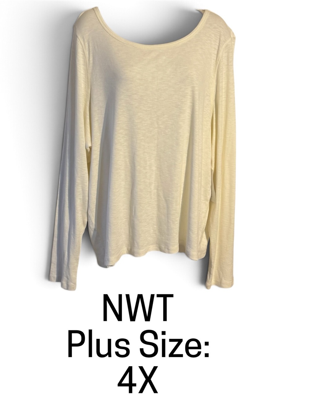 NWT True Craft Long Sleeve Scoop Neck Top - Cream PLUS: 4X    #X
